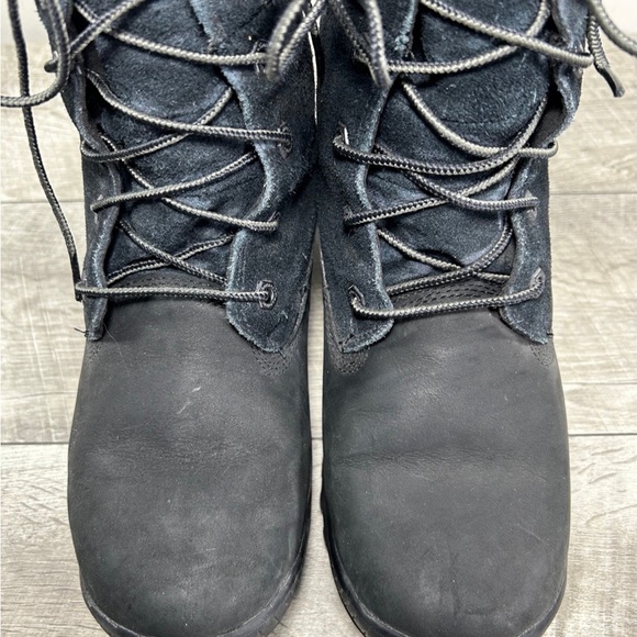 Timberland A12Q3 Woodhaven Black Leather Riding Womens Waterproof Boots Size 8.5 - Picture 4 of 10